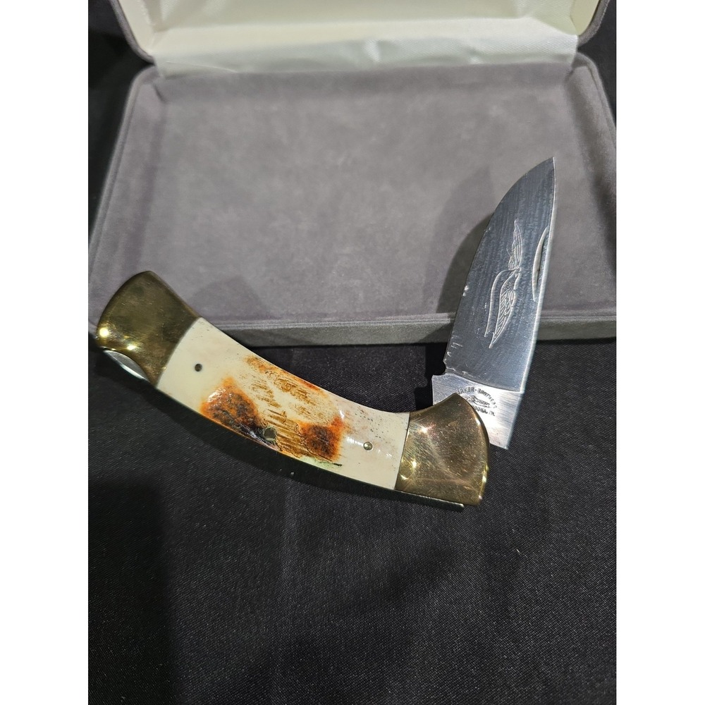 Vintage Parker Brothers Eagle K-116 Engraved Pocketknife Stainless Japan